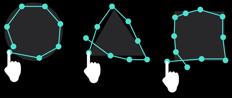 Shape-Detection- Zeichne mit deinen Händen verschiedene Formen. Dreieck, Rechteck und Kreis stehen jeweils für einen Zauber.